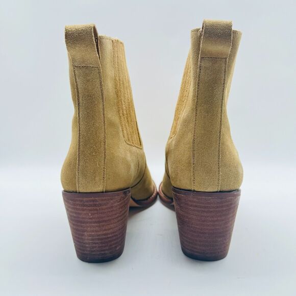 J Crew Ankle Boots Womens 8.5 Brown Tan Suede Heels Casual Booties Shoes NEW - Picture 6 of 10